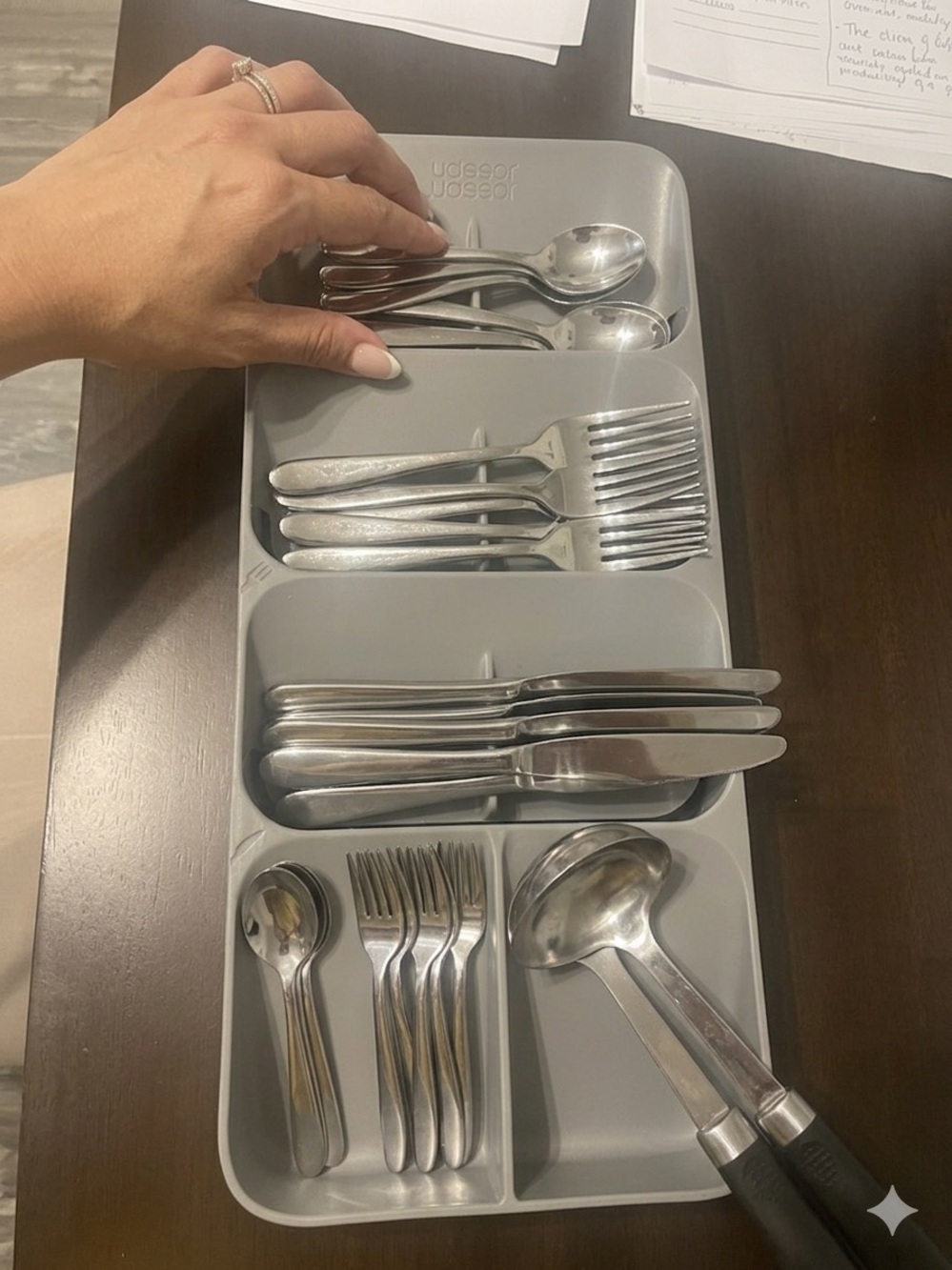 Grey Cutlery Tray Organizer by — 6-Compartment Drawer Insert